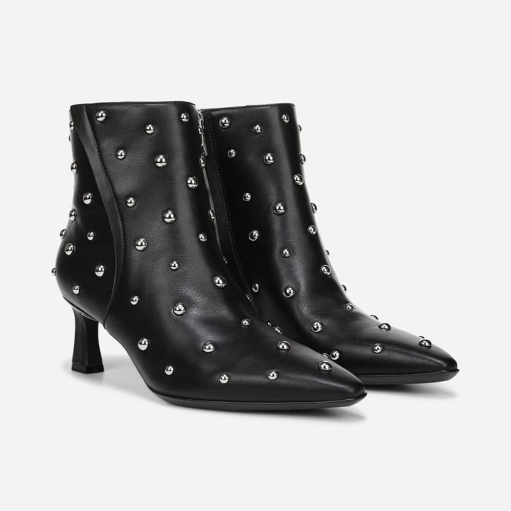 Naturalizer Black Studded Leather Ankle Boots NEW